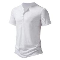 Camisetas de Moda Callejera Hip Hop para Hombres Alta Calidad en Algodón, Manga Corta, Botón, Color Uno - details 14