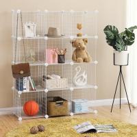 Modular de Malla de Hierro, Estantería de Almacenaje con 12 Cubos, Organizador Modulable y Ajustable, Multiuso, para Libros, Ropa y Zapatos, en Baño, 93 x 31 x 123 cm, Blanco LPI34W - details 2