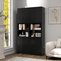 Aparador de Cocina con 2 Armarios con Puertas y Estantes Abiertos, Armario Alto de 6 Niveles con Dispositivo Antivuelco, Mueble de Almacenamiento para Salón, 56 x 30 x 190 cm (Blanco) - details 13