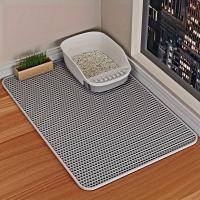 Tapete de atrapamiento de arena para gatos de doble capa en forma de panal de abeja, antideslizante y lavable, para la limpieza - details 17
