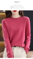 100% suéter de punto de lana Merino Otoño/Invierno 2024 nuevo jersey de cuello redondo para mujer Top hueco 11 colores abrigo versátil NJR1107 - details 23