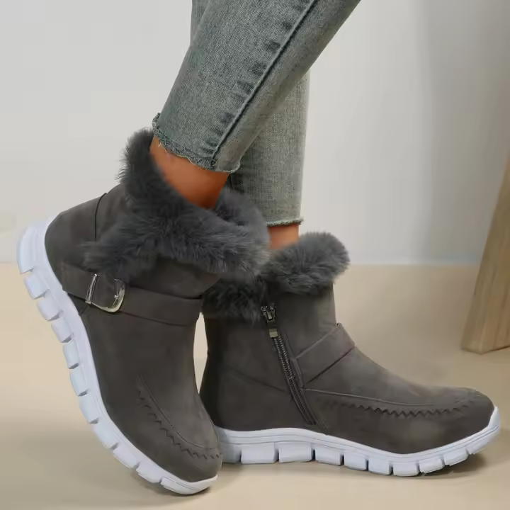 Botas de nieve cálidas para mujer, zapatos planos de algodón, a la moda, invierno - 1