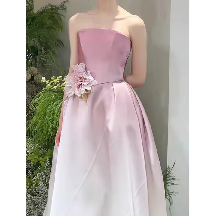 Vestido de noche, sensación de alta gama para mujer francesa sin tirantes, vestido de novia, lujo ligero, novia de nicho, fiesta de compromiso, súper hada - 1