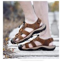 Sandalias deportivas de verano para hombre, sandalias para senderismo al aire libre, punta cerrada, cuero genuino, sandalias informales para caminar, zapatos de agua - details 11