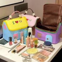 Estuche cuadrado para cosméticos para casa pequeña, bolsa de maquillaje de mano de gran capacidad con forma de casa, bolsa de almacenamiento portátil con cremallera de dibujos animados para mujer - details 6