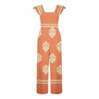 Mono Bohemio de Cintura Alta y Piernas Anchos Estampado Vintage con Manga Corta, Monos de Moda para Mujeres con Bolsillos - details 8