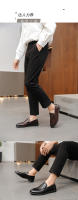 Mocasines de cuero estilo británico casual negro con un pedal y gorro. - details 8