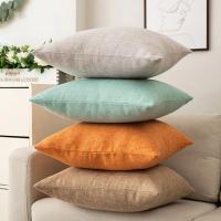 Funda de almohada de algodón y lino para sala de estar, cojín de sofá de color sólido, estilo escandinavo ins, funda de almohada de cintura de invierno - details 0