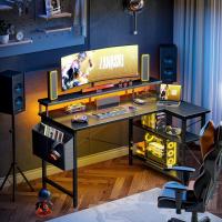 Mesa de Ordenador Grande en Forma L Esquina con LED Regleta Enchufables - details 1