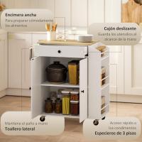 Cocina Móvil con Ruedas Carrito de Cocina de 2 Puertas Estante Ajustable de 3 Niveles - details 2