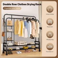 ,Burro ropa con ruedas,Perchero burro ropa resistente,Burro ropa con 4 capas de almacenamiento(negro) - details 1