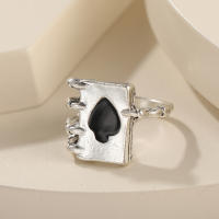Conjunto de anillos de billar de póker de color plateado Vintage Punk para mujer Anillos de corazón gótico Hip Hop Y2k joyería de regalo masculina de moda coreana - details 20