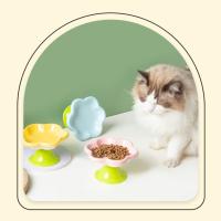 Cuenco de cerámica para gatos con diseño de flores con soporte, cuenco de base alta para mascotas, contenedor alimentador antideslizante de gran capacidad para beber gatos - details 14