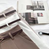 Pantalones cortos informales para mujer Corte en A, cintura alta, elegante para oficina con cinturón, vintage para primavera y verano - details 5