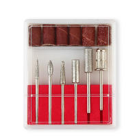 Fresa de Arte de Uñas 6Pcs Set de Cabeza de Papel de Lijado con Funda Herramienta Rotativa de Molienda y Pulido para Moldeado Gel Tips - details 0