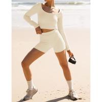BUNO-Conjunto de ropa de estar por casa para mujer, tops ajustados de manga larga y pantalones cortos de motorista, 2 piezas, verano, 2025 - details 30