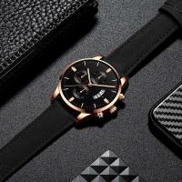 Reloj de pulsera deportivo de estilo clásico de lujo de primera calidad, funda de aleación, correa de cuero, reloj de pulsera de cuarzo para negocios, reloj con calendario, regalo - details 9
