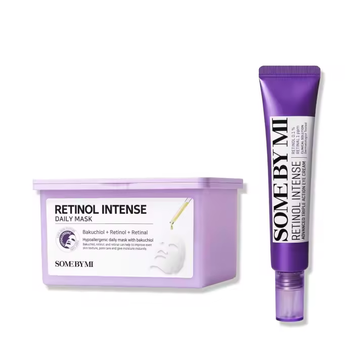 SOME BY MI Intense Advanced Triple Action + Mask 1.01Oz+30 hojas Crema para ojos suave con 0,1% de retinol y mascarillas diarias en hoja para textura, - 1