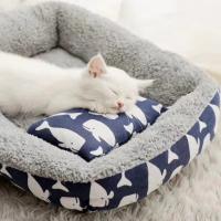 Cama suave para mascotas, colchón con almohada, cálido y cómodo, esterilla de felpa para invierno - details 6