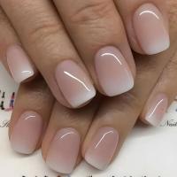 24 piezas de uñas postizas simples con punta cuadrada y pegamento de gelatina, degradado rosa y blanco, publicadas por French Fake Nail Publishing - details 0