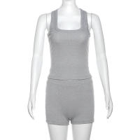 BUNO-chándales informales para Mujer, conjunto de 2 piezas, chalecos cortos elásticos con cuello en U y pantalones cortos acanalados, ropa deportiva concisa para gimnasio - details 36