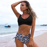 Bikini push-up para mujer, traje de baño sexy de color sólido, traje de baño con costillas laterales, ropa de playa estampada - details 25