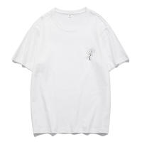 Top casual de algodón peinado con diseño de estampado creativo, rosa romántica de verano Unisex, 170g - details 2