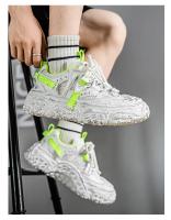 Hombres 2025 primavera y verano nueva malla de moda transpirable deportes ligeros suela suave papá popular versátil zapatos casuales. - details 16