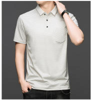Polo polo camisa de moda traje de papá a rayas versátil verano manga corta top de hombre - details 3