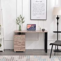Escritorio Moderno de Madera y Acero 3 Cajones, Porta Ordenador, Diseño de Mesa de Trabajo, 120 x 50 x 75 cm, Decoración para Casa y Oficina - details 16