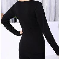 Ropa de terciopelo de una capa para mujer, top básico de manga larga con cuello redondo, color sólido, invierno - details 1