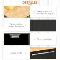 Cocina con ruedas, carrito de cocina, mueble auxiliar de cocina con 2 puertas, 2 cajones, toallero y estante ajustable para comedor/salón, 104x46x91 cm, negro - details 1