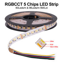 Tira de luces LED RGBCCT, 5 colores en 1, Chip RGBW, 30/60/96LED/M, diodo de cinta impermeable, DC12V, 24V, 5M, 5050 - details 1