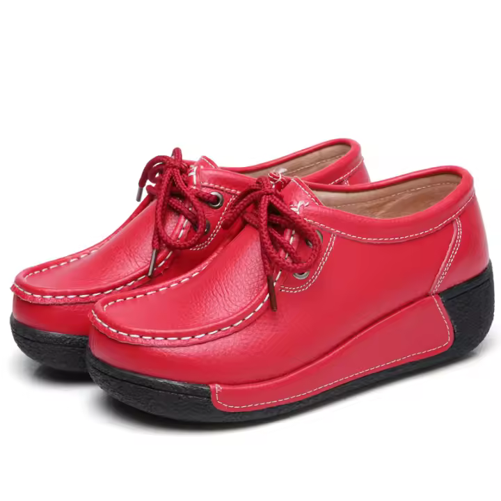 Zapatos para caminar a la moda para mujer, mocasines de cuero, cómodos zapatos de plataforma informales - 1