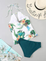 Bikini Tankini con cuello en V y espalda descubierta para mujer, traje de baño Sexy con cordones y cuello Halter, novedad - details 10