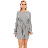 2025 primavera nuevo vestido casual de correa de manga larga de color sólido grande para mujer - details 4