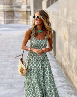 Vestido estampado de alta gama, estilo puro lujuria, falda con tirantes florales retro - details 21