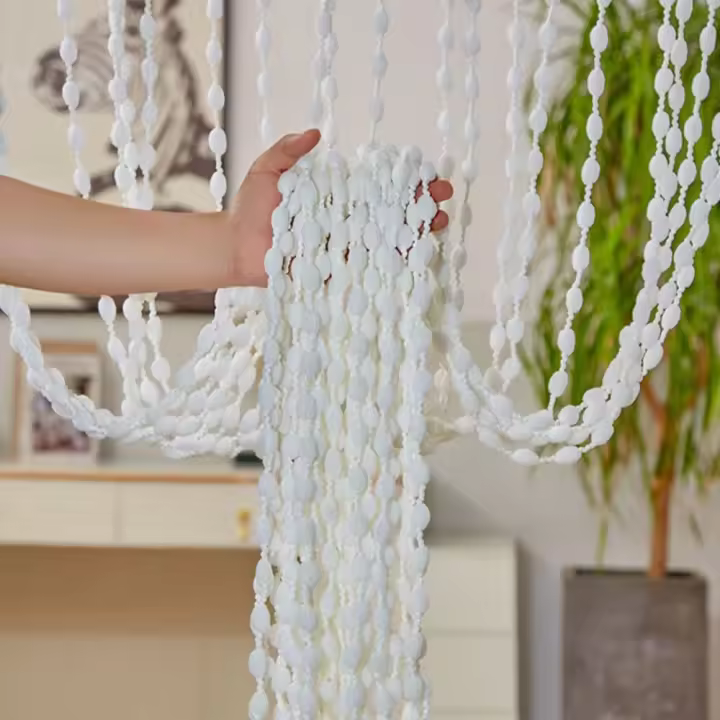 Cortina de puerta romántica, cortina de cadena con cuentas, borla de 1x2M, cortina de puerta con cuentas, cortina de ventana con borlas de Color sólido, decoración del hogar - 1