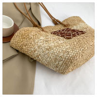 Bolso de Mano de Paja Tejido a Mano Bolso de Playa de Hombro para Vacaciones de Gran Capacidad - details 34