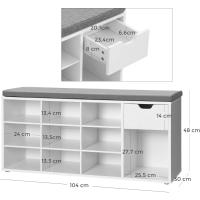 Acolchadopara Entrada Pasillo Dormitorio30 x 104 x 48 cmBlanco y Gris LHS24WT - details 2