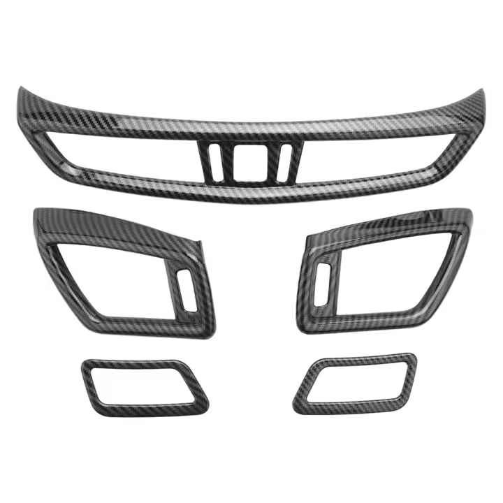 Cubierta de salida de ventilación de aire acondicionado para consola delantera de coche, fibra de carbono, 5 uds., para Nissan x-trail T32 Rogue Qashqai J11 2014-2020 - 1