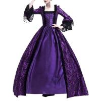 Vestido Maxi de Encaje Retro con Mangas Aretes Estilo Medieval Renaissance Vintage para Mujeres - details 1