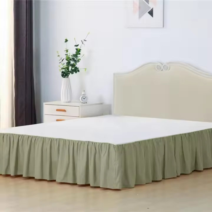 Falda de cama arrugada de algodón cepillado, muy vendida - 1