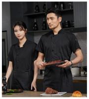 360 °   Traje de restaurante transpirable, camisa de trabajo de cocina, chaqueta de chef de manga corta para hombres y mujeres, uniforme de cocina para servicio de comida - details 9