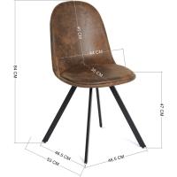 Juego de 4 sillas giratorias de ante para comedor con asiento acolchado, sillas de diseño para salón o cocina, con patas de metal negro, marrón - details 2