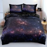 Juego de cama azul oscuro de galaxia de lujo, edredón, funda de edredón, estrellas brillantes, cielo estrellado - details 5