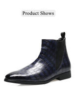 Patrón de cocodrilo británico las botas de los hombres cubren los pies retro cabeza puntiaguda - details 11