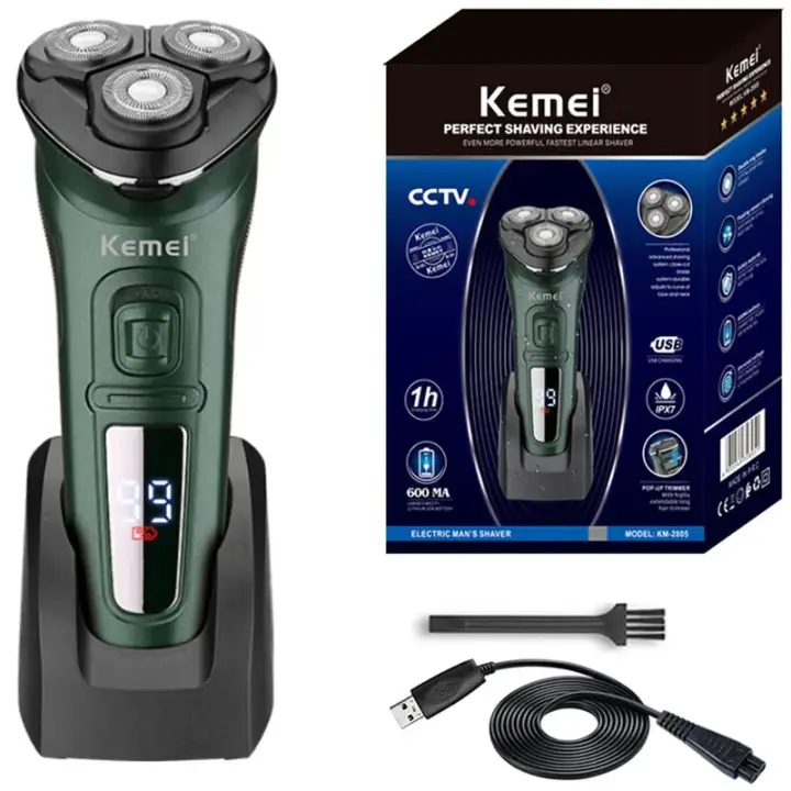 Kemei 2805 waterproof electric shaver for men wet dry beard electric razor rechargeable facial shaving machine LCD dislay - 1