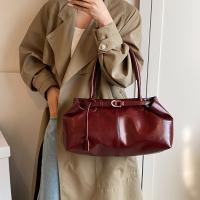 Bolso de mano vintage rojo para mujer con correa de hombro fija: gran capacidad, acabado texturizado, diseño casual y elegante para uso diario, bolso de mano diario |   Bolso Rojo Vintage |   Forro de poliéster duradero - details 0