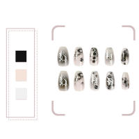 Kit de pegamento largo para uñas, cubierta completa, elegante, negra, para decoración de dedos, DIY, para el hogar - details 0